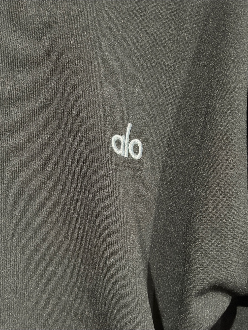 ALO Yoga Black Cropped Crew Sweatshirt with Logo - Picture 2 of 3
